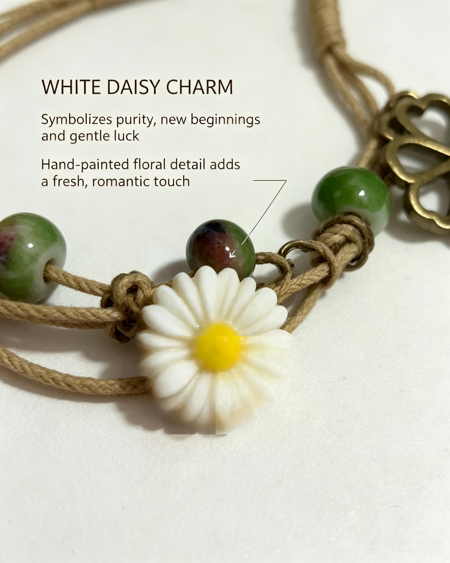 Floral Bracelet Blind Bag 9 Designs, Hidden Rare White Chrysanthemum Bracelet with "made with love" Heart & Four-Leaf Clover, Surprise Gift Jewelry for Ladies
