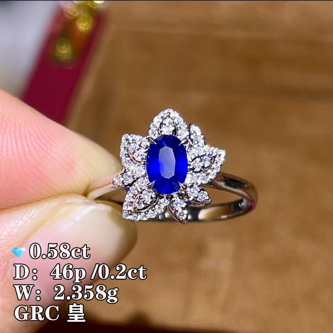 Maple leaf shape natural sapphire ring( Ring Size is customization)