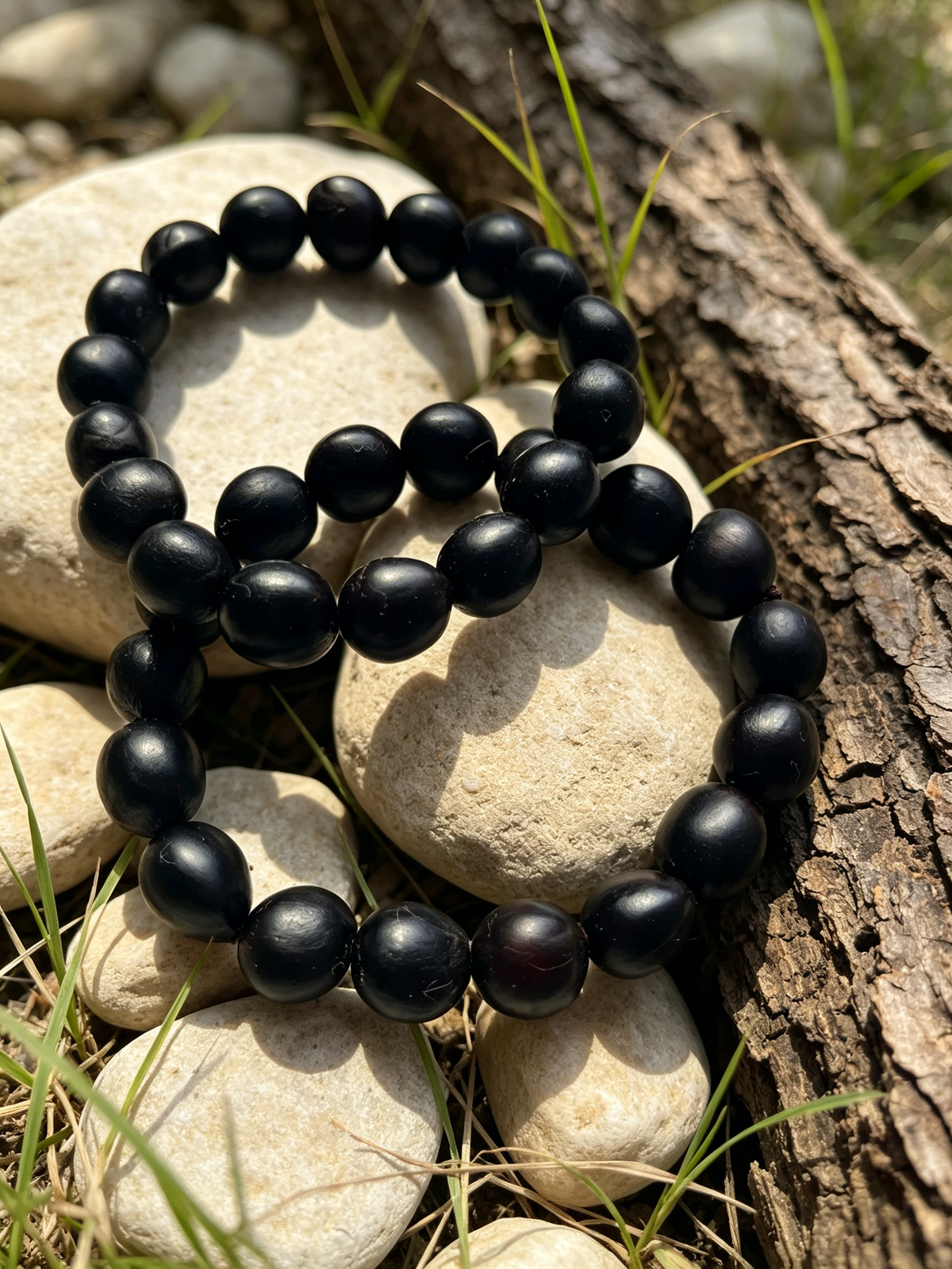 Zero wasted Natural Soapnut Seed Bracelet  Pure Handcrafted Oriental Zen Texture
