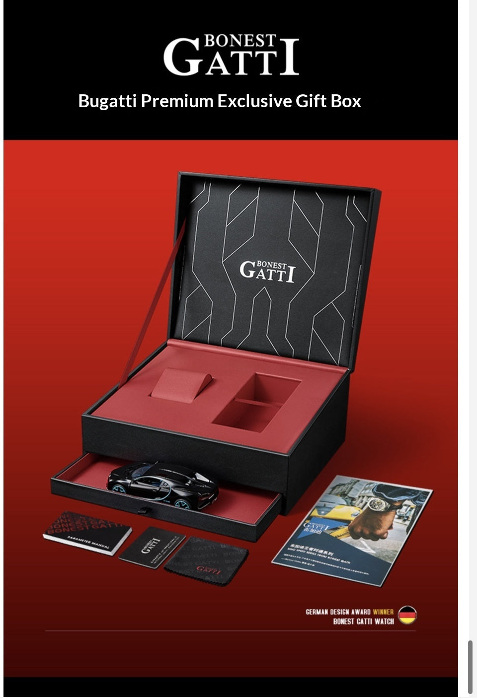 New pubilshed BONEST GATTI watch for man with Luxury gift Box
