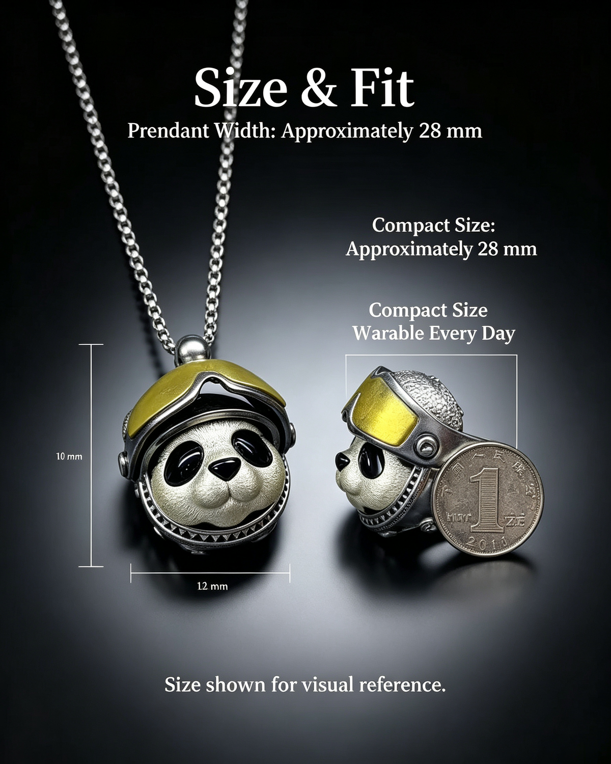 One-of-a-Kind Sterling Silver Panda Biker Pendant | Titanium Steel Chain