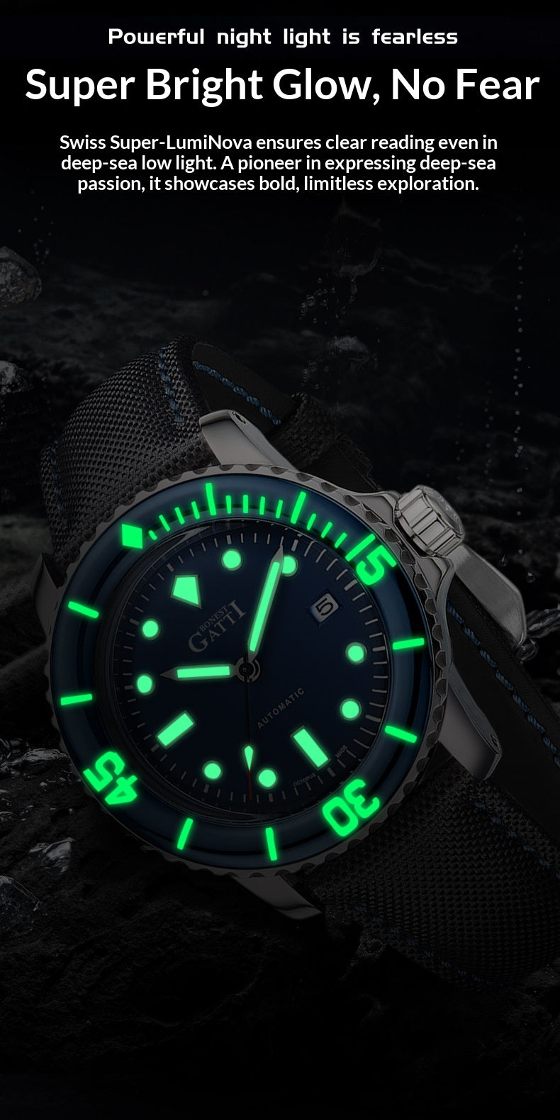 BONEST GATTI professional diving watch with fashion stylish for Men
