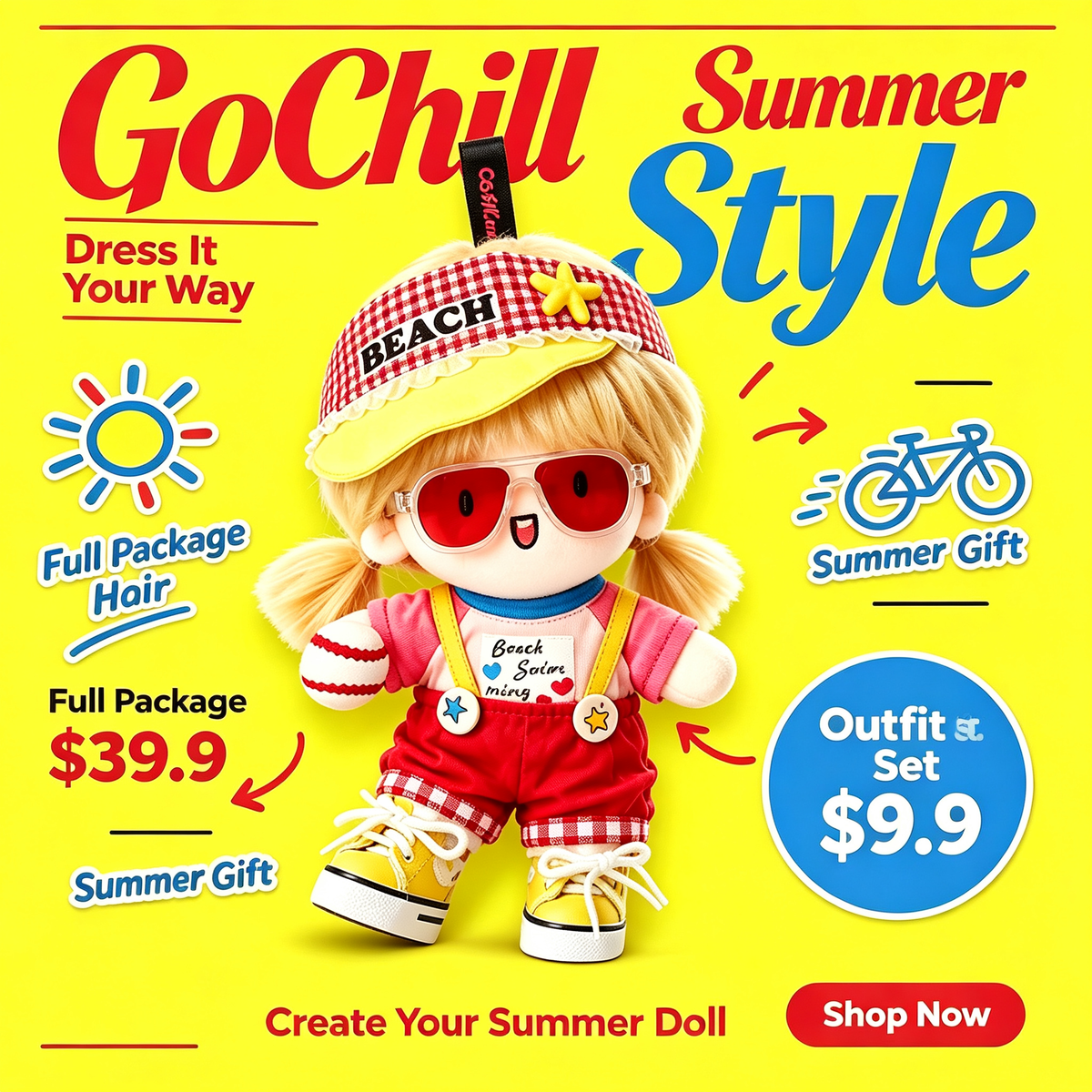 GoChill DIY Custom Plush Doll | Build Your Unique Character, Full Package $39.9