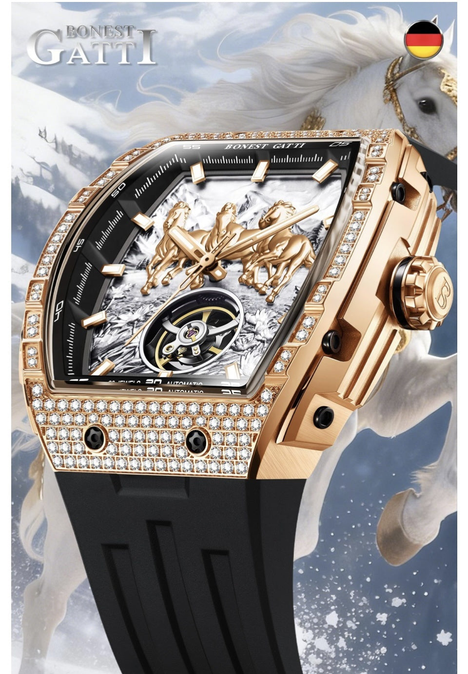 New pubilshed BONEST GATTI watch for man with Luxury gift Box