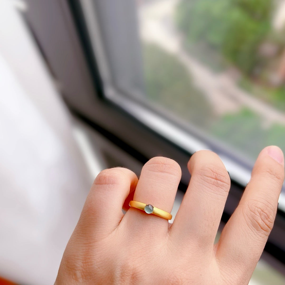 Natural Chrysoprasus Ring with classic traditional Chinese handcrafted design