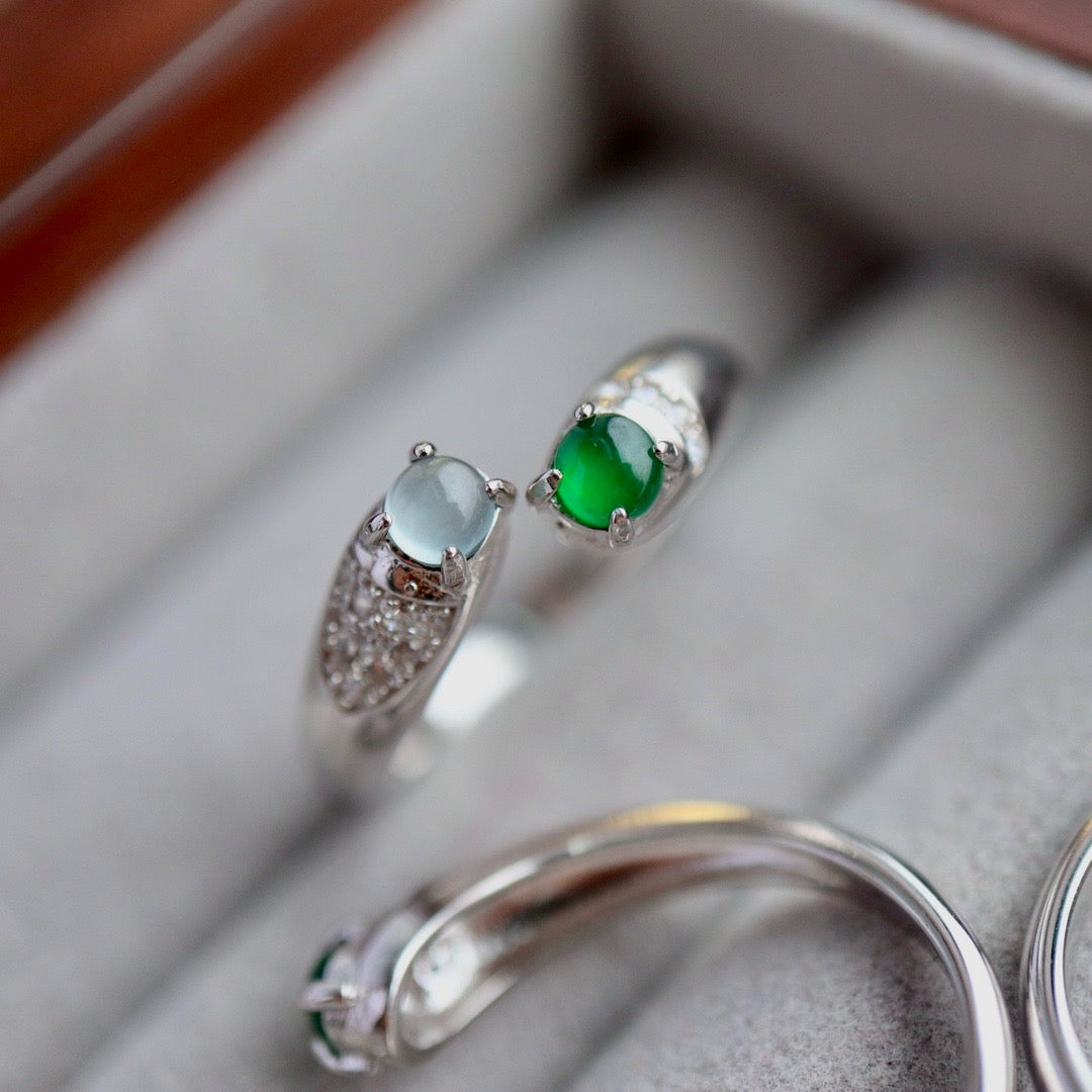 Natural mixed colors Chrysoprasus Ring