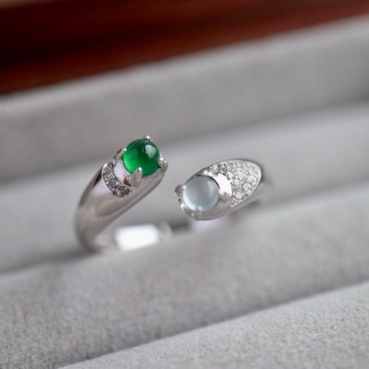 Natural mixed colors Chrysoprasus Ring