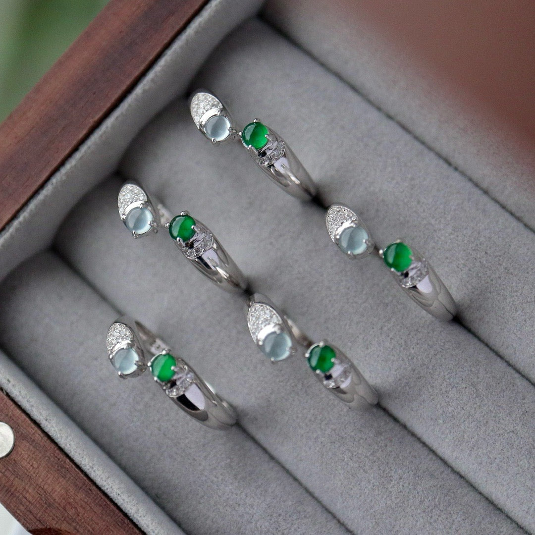 Natural mixed colors Chrysoprasus Ring