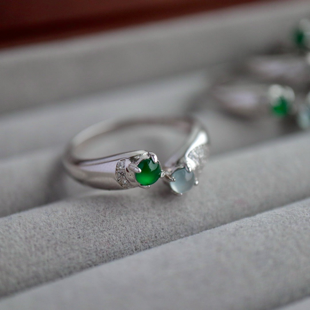Natural mixed colors Chrysoprasus Ring