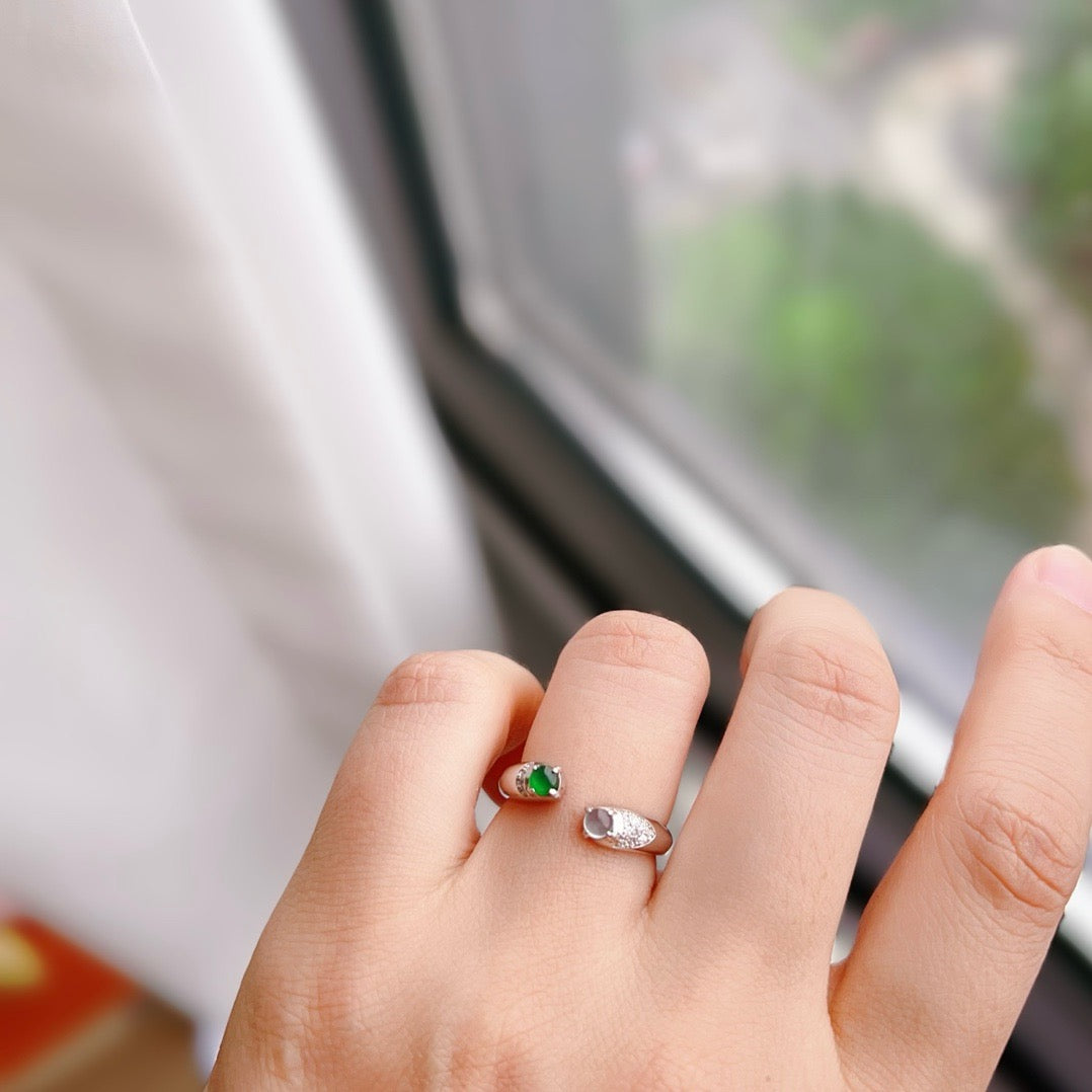 Natural mixed colors Chrysoprasus Ring