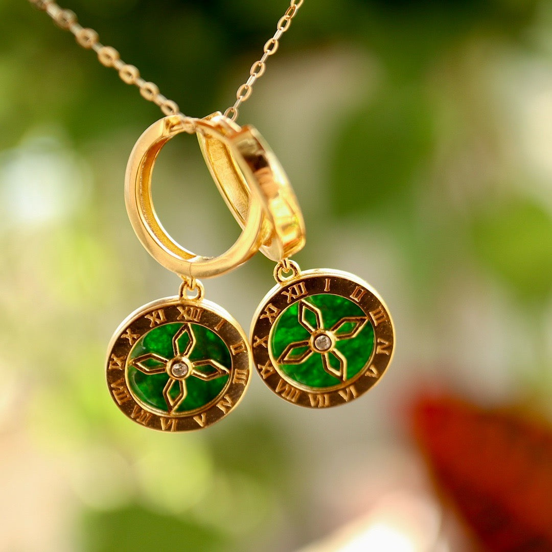 Natural textures nature Chrysoprasus earrings
