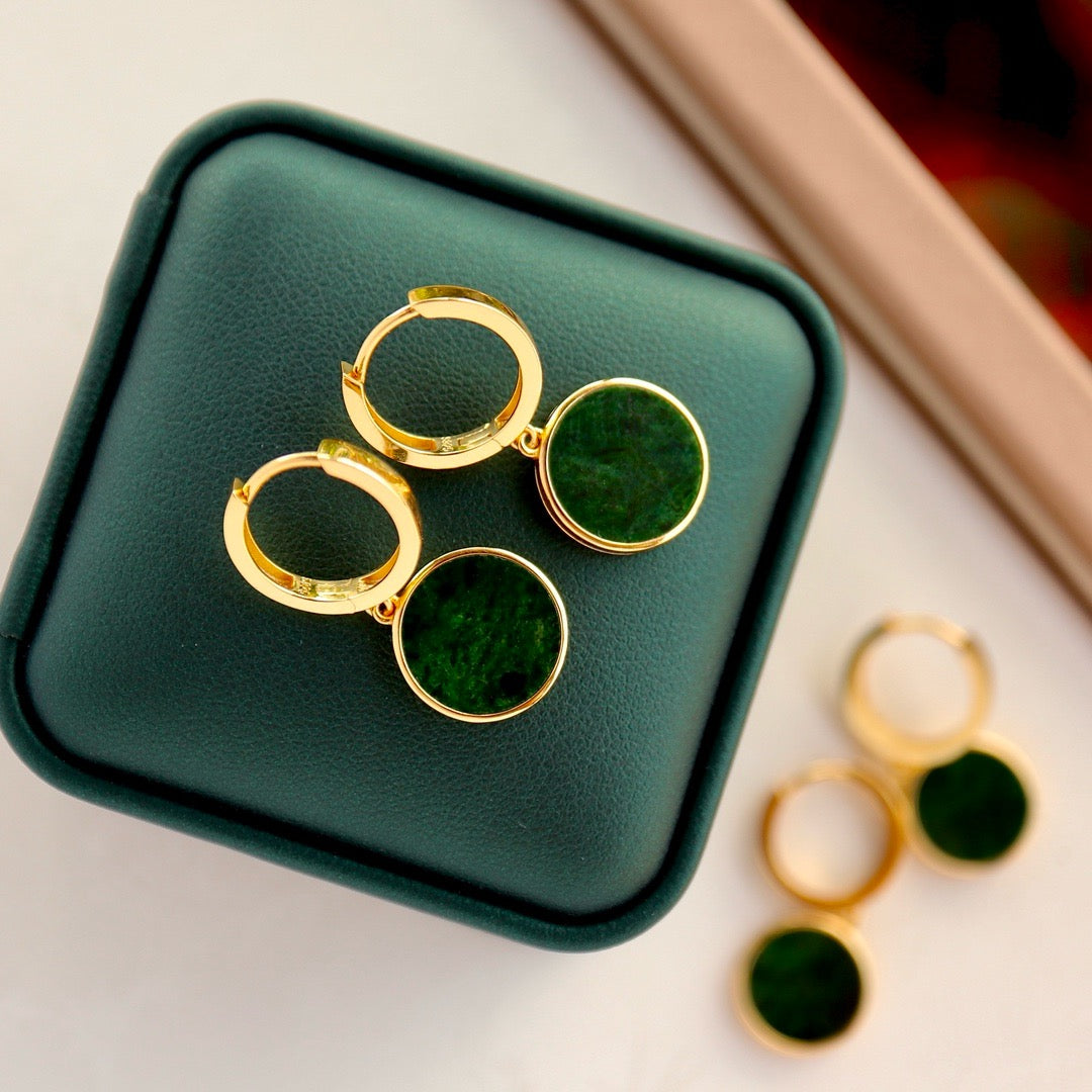 Natural textures nature Chrysoprasus earrings