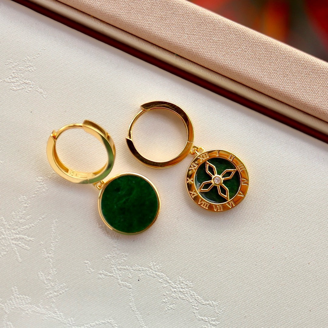 Natural textures nature Chrysoprasus earrings
