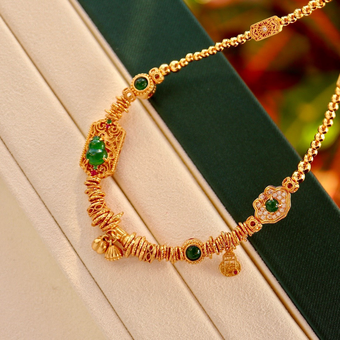 Natural Chrysoprasus necklace with minority design