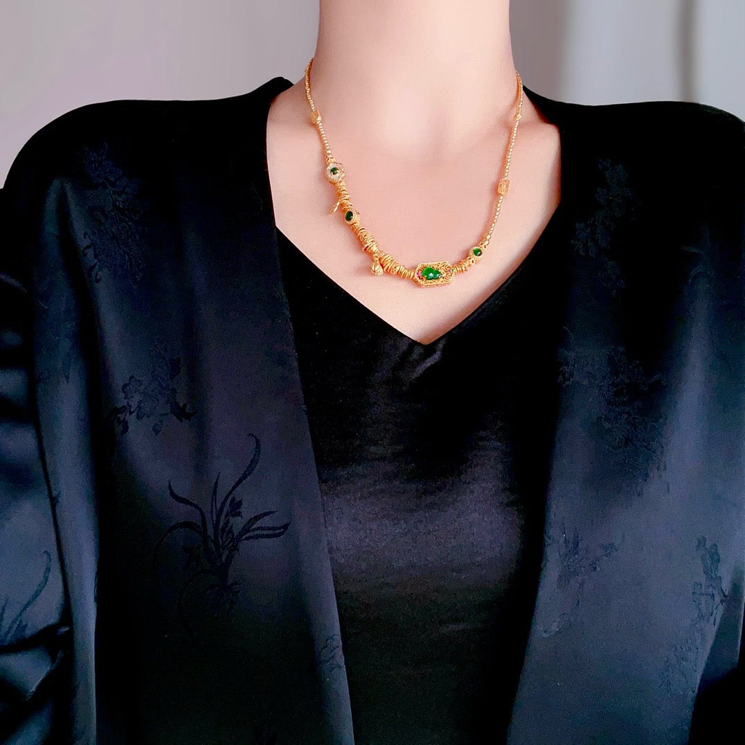 Natural Chrysoprasus necklace with minority design