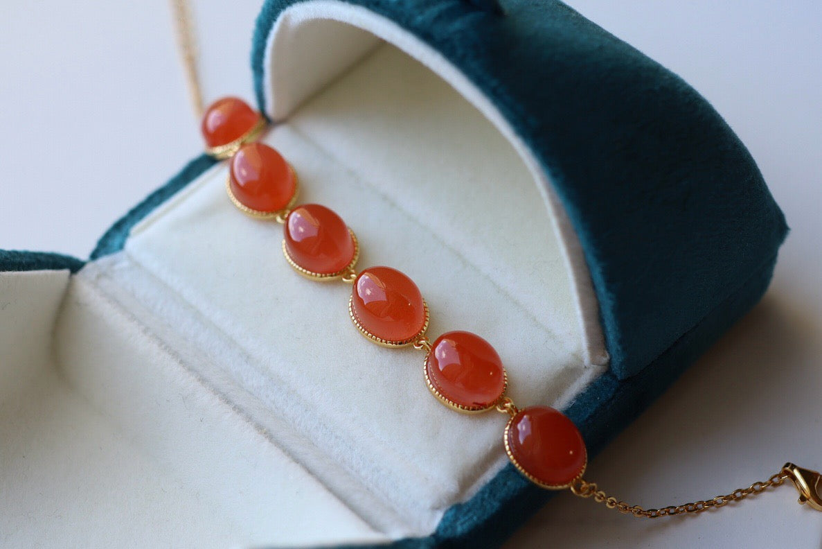 Natural Southern Red Agate bracelet (  Sterling 925 )