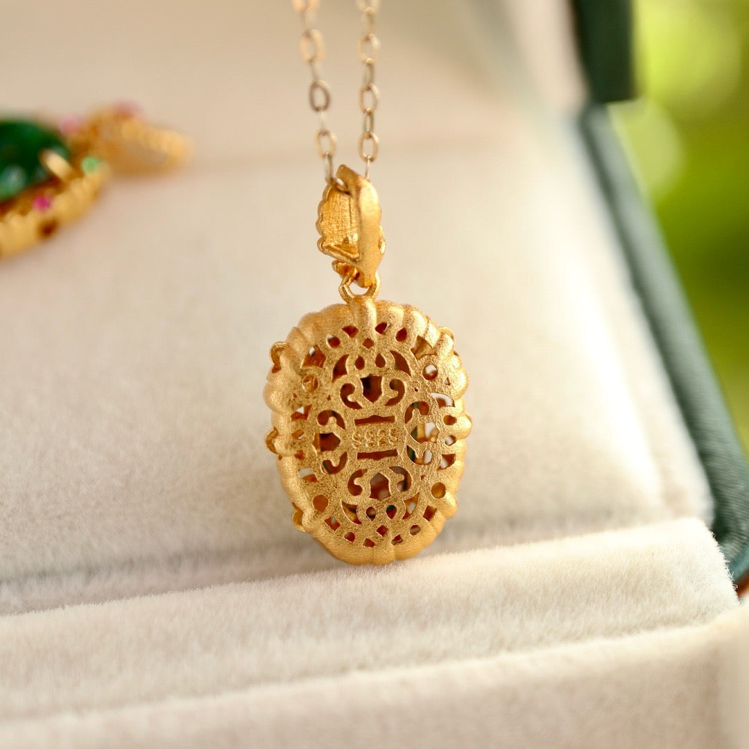 Tree leave shape natural Chrysoprasus necklace