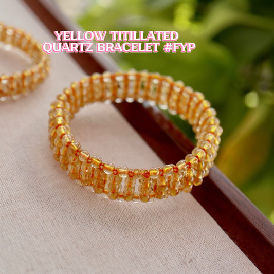 Yellow titillated quartz bracelet