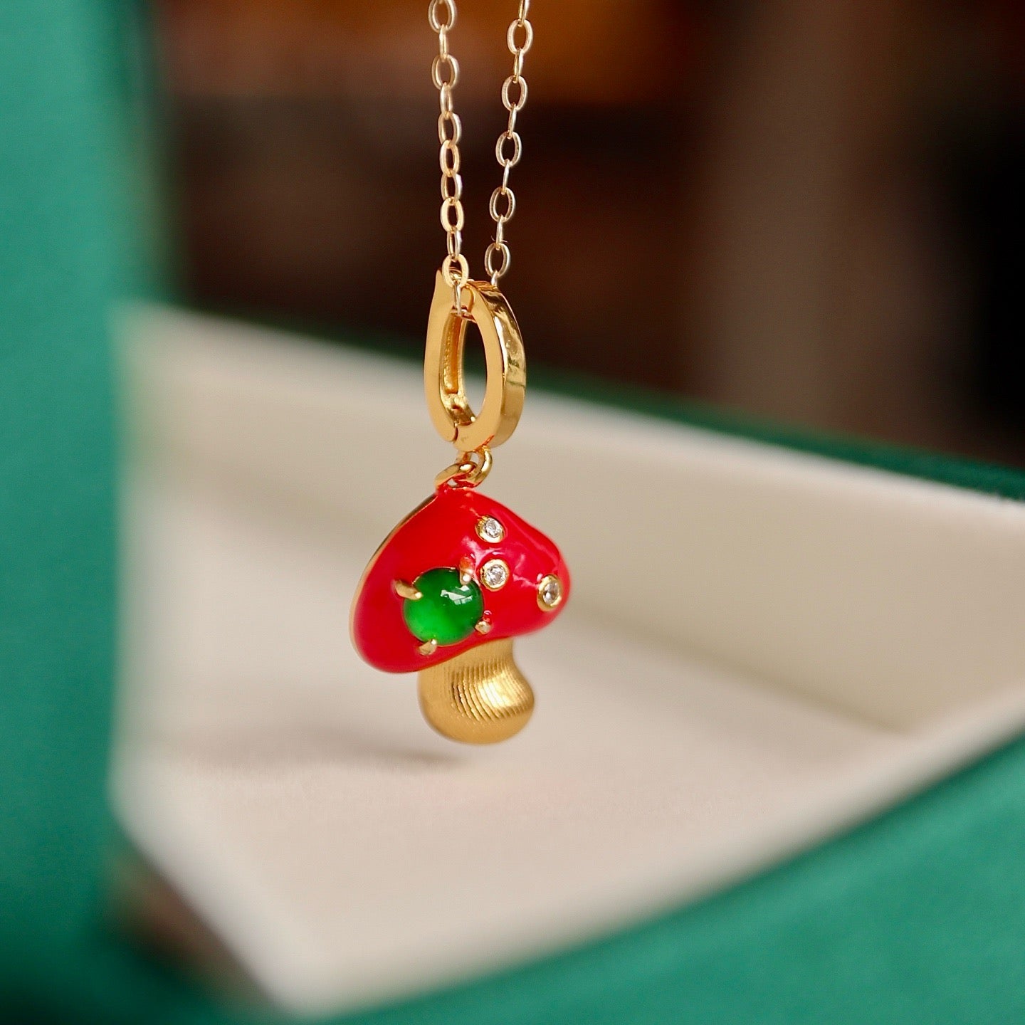 Mushroom shape natural Chrysoprasus necklace