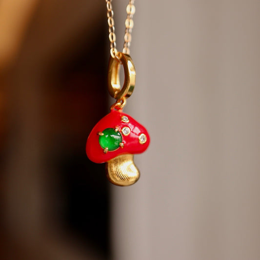 Mushroom shape natural Chrysoprasus necklace