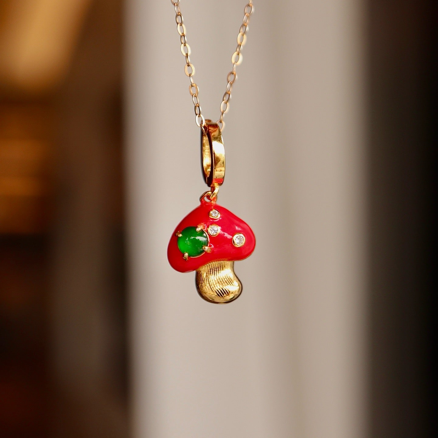 Mushroom shape natural Chrysoprasus necklace