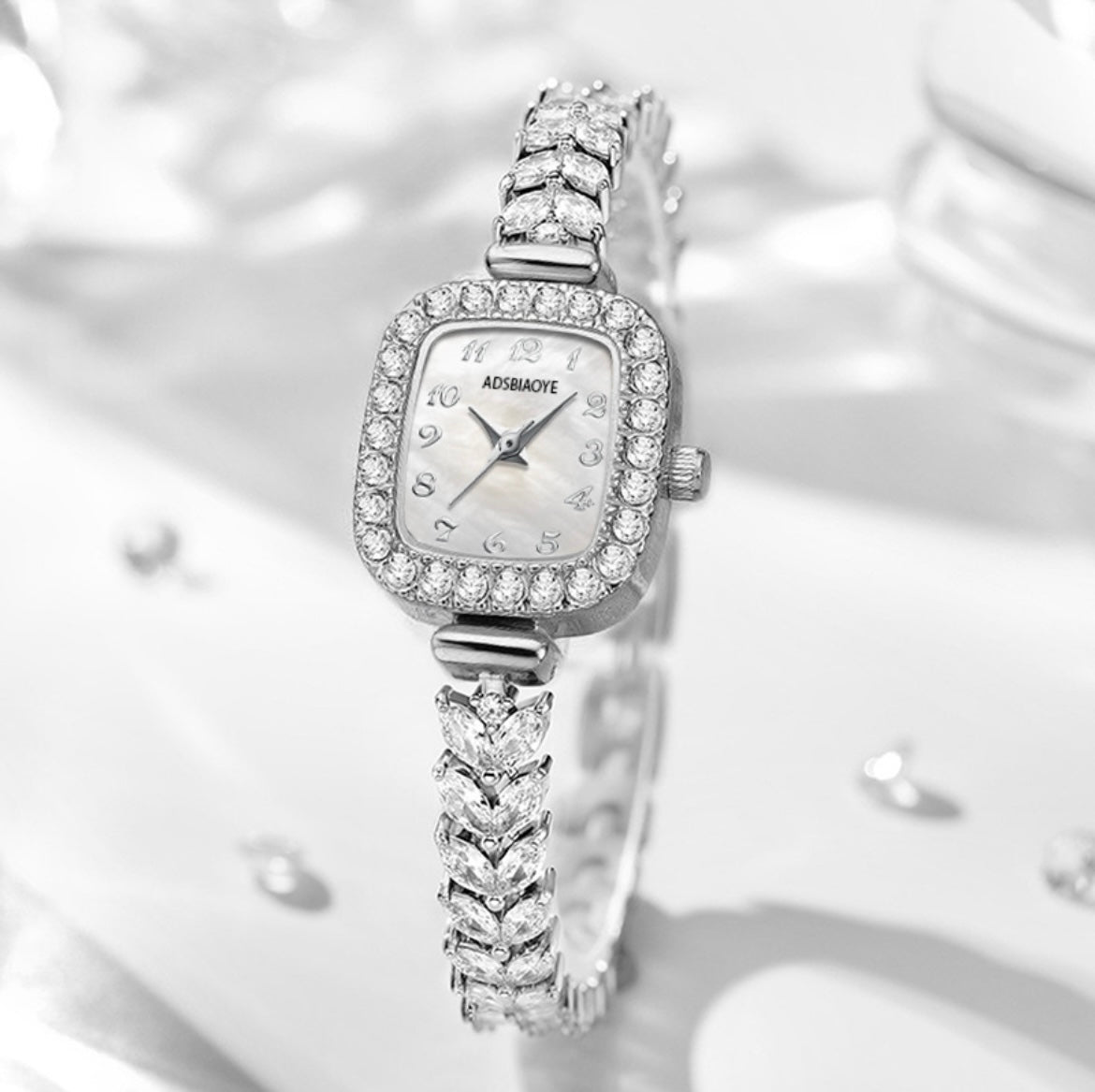 Mermaid tails shape ice crystal fashionable watch for lady