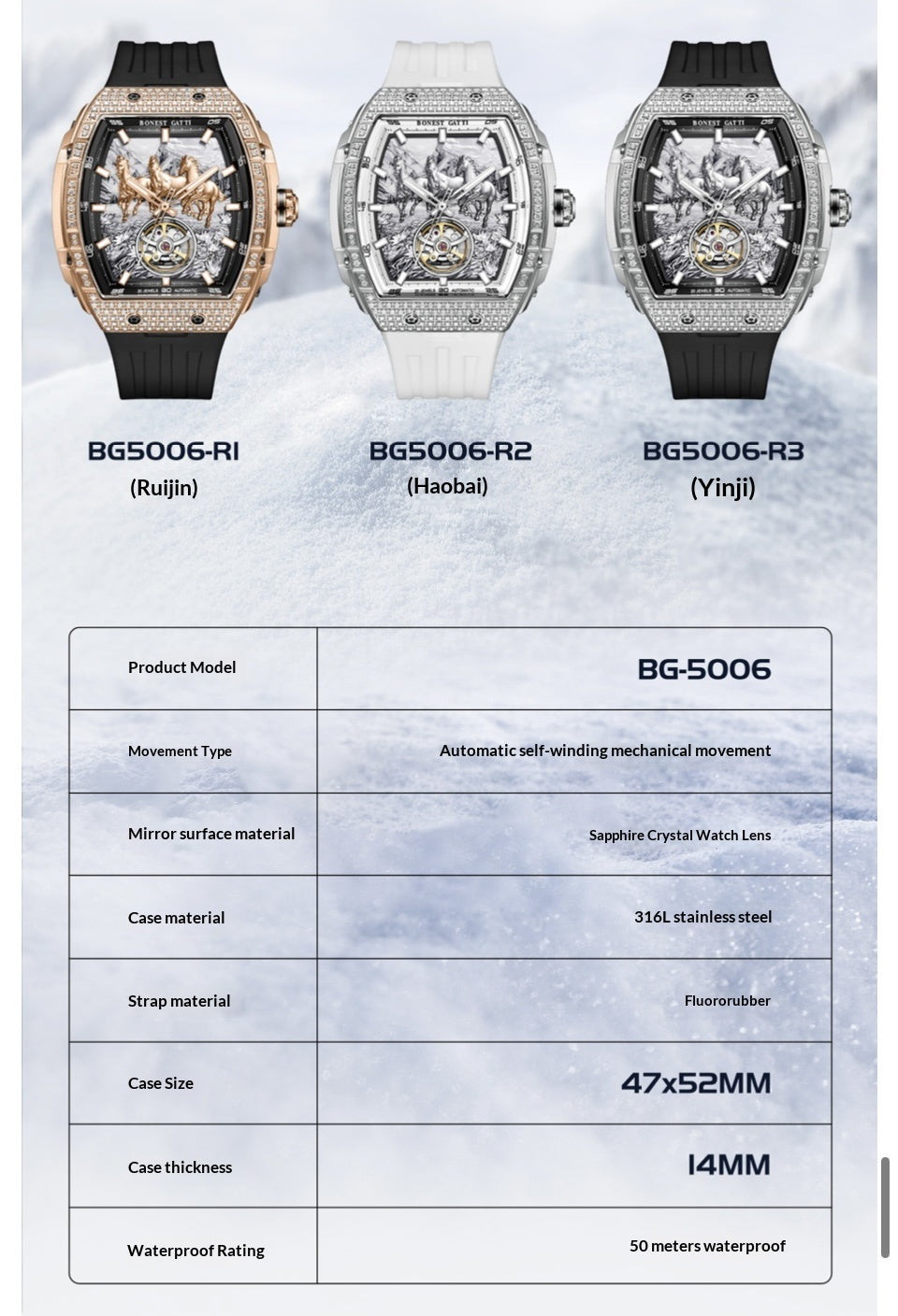 New pubilshed BONEST GATTI watch for man with Luxury gift Box