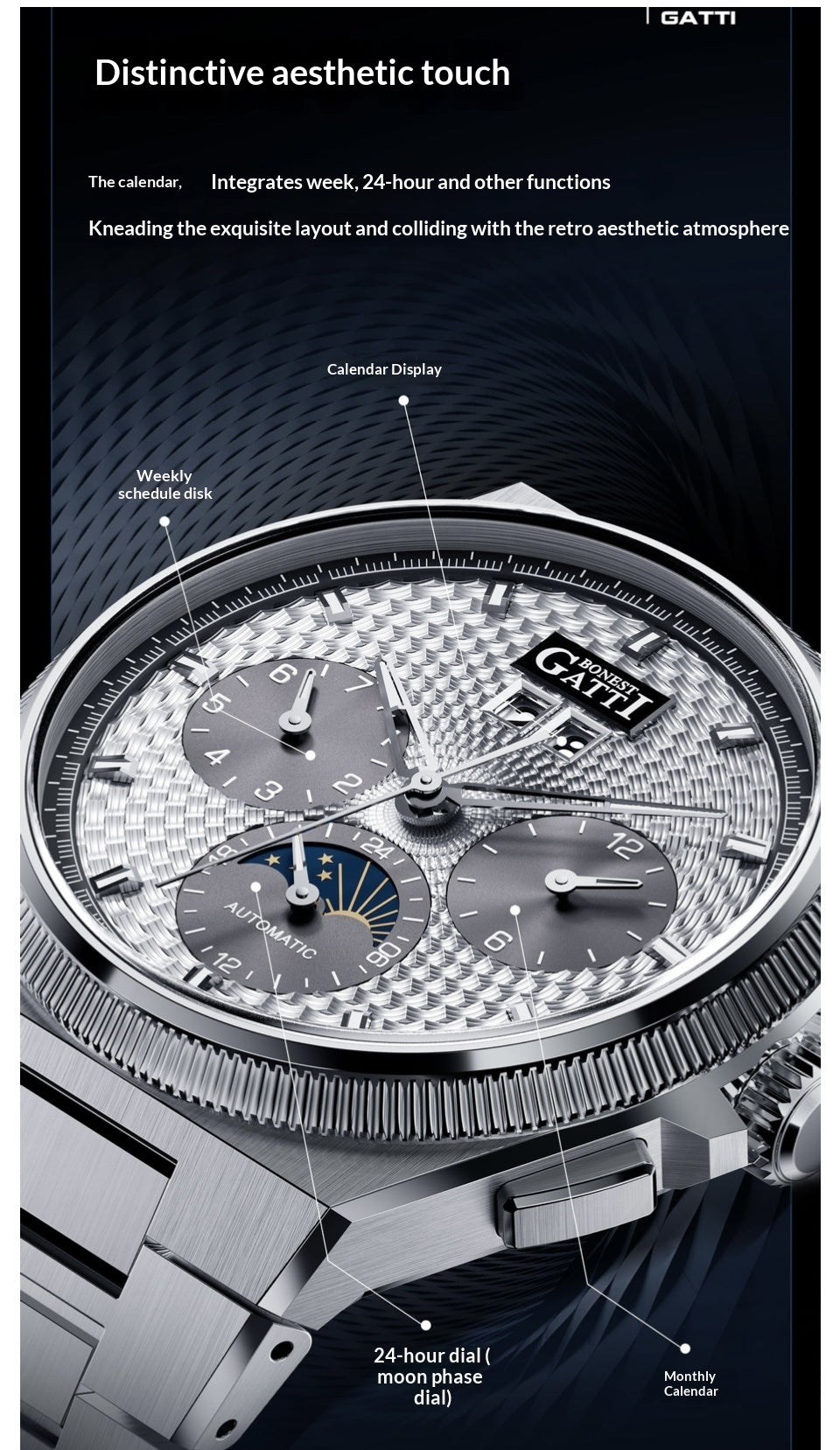 BONEST GATTI Business formality fashion stylish watch for men with gift box