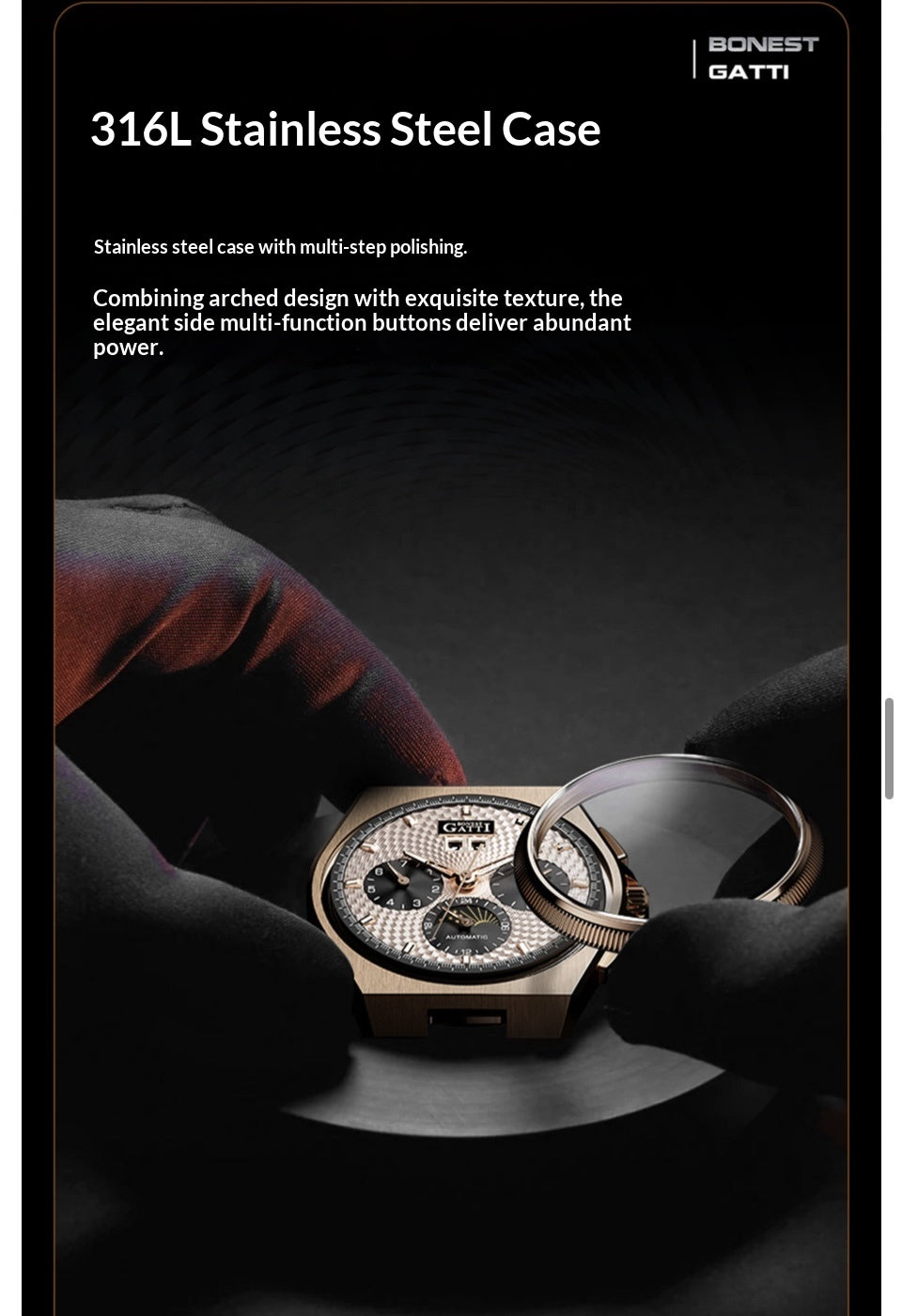 New pubilshed BONEST GATTI watch for man with Luxury gift Box