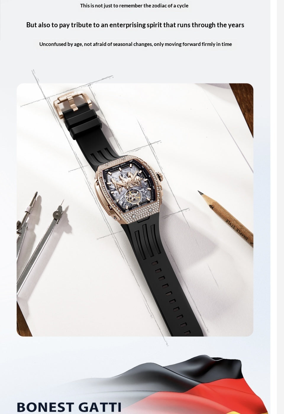 New pubilshed BONEST GATTI watch for man with Luxury gift Box