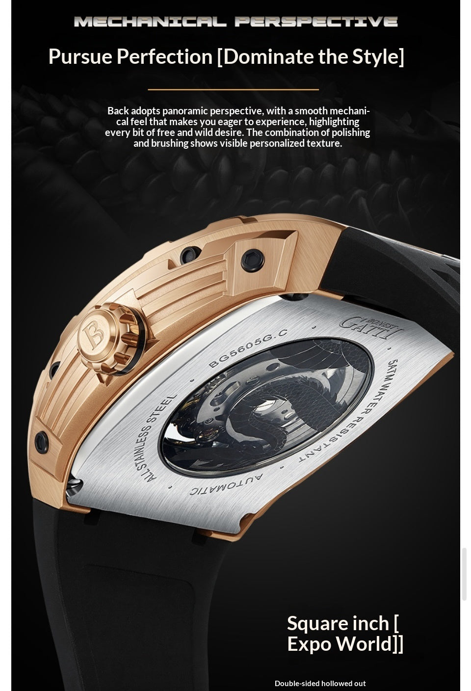 Bonest Gatti Dragon Dial Design  Mechanical engineering Fashion and Luxury watch for Man