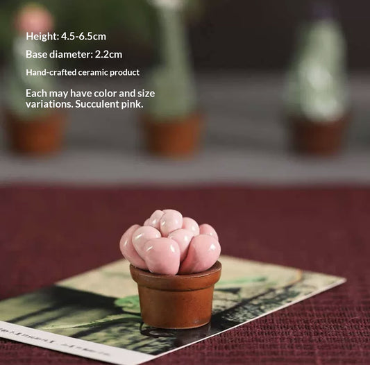 Handmade ceramic imitation succulent cactus potted plants, office computer desk decorations, creative car trinkets