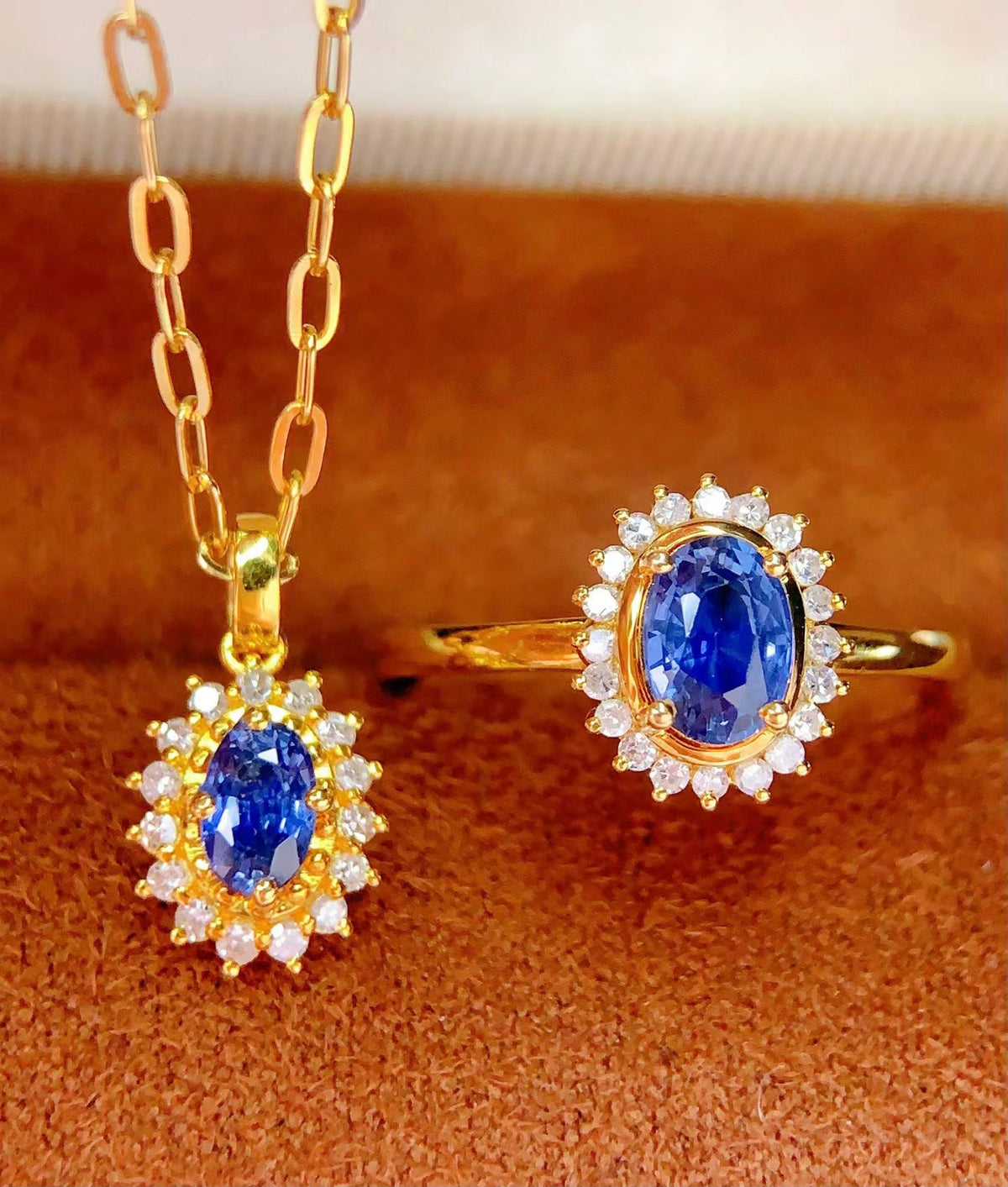 Natural Sapphire set ( necklace and Ring)