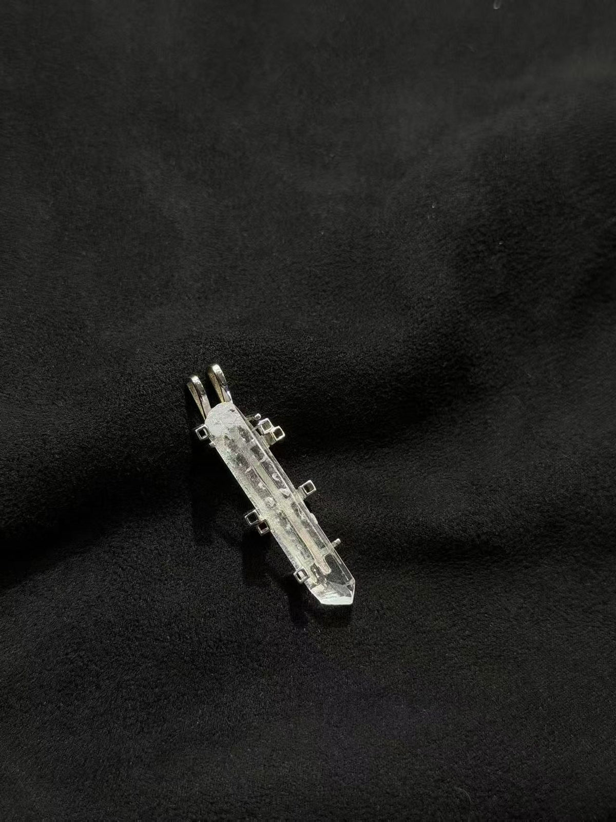 Hollow Vintage Silver Sword Crystal Pendant