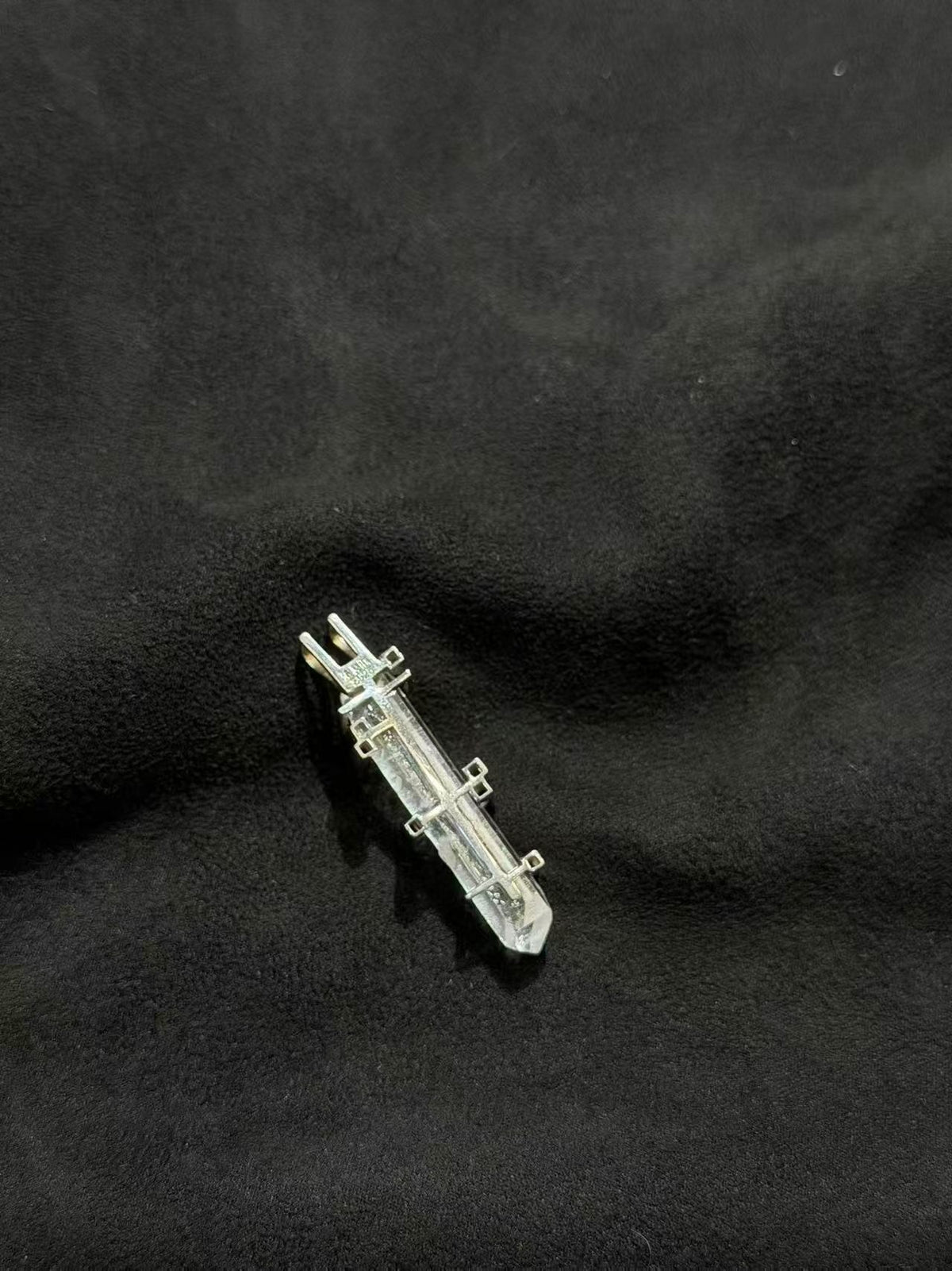 Hollow Vintage Silver Sword Crystal Pendant