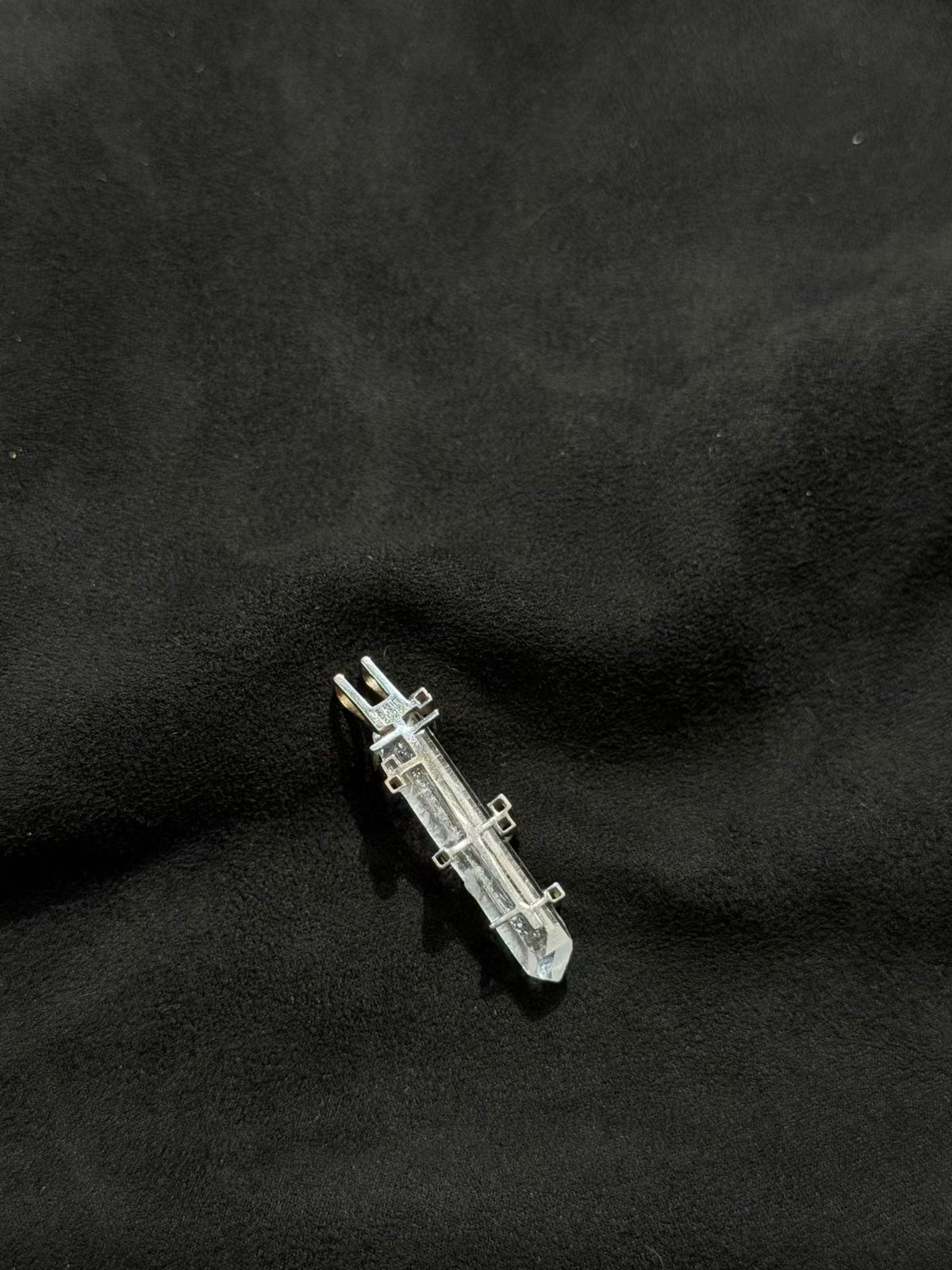Hollow Vintage Silver Sword Crystal Pendant