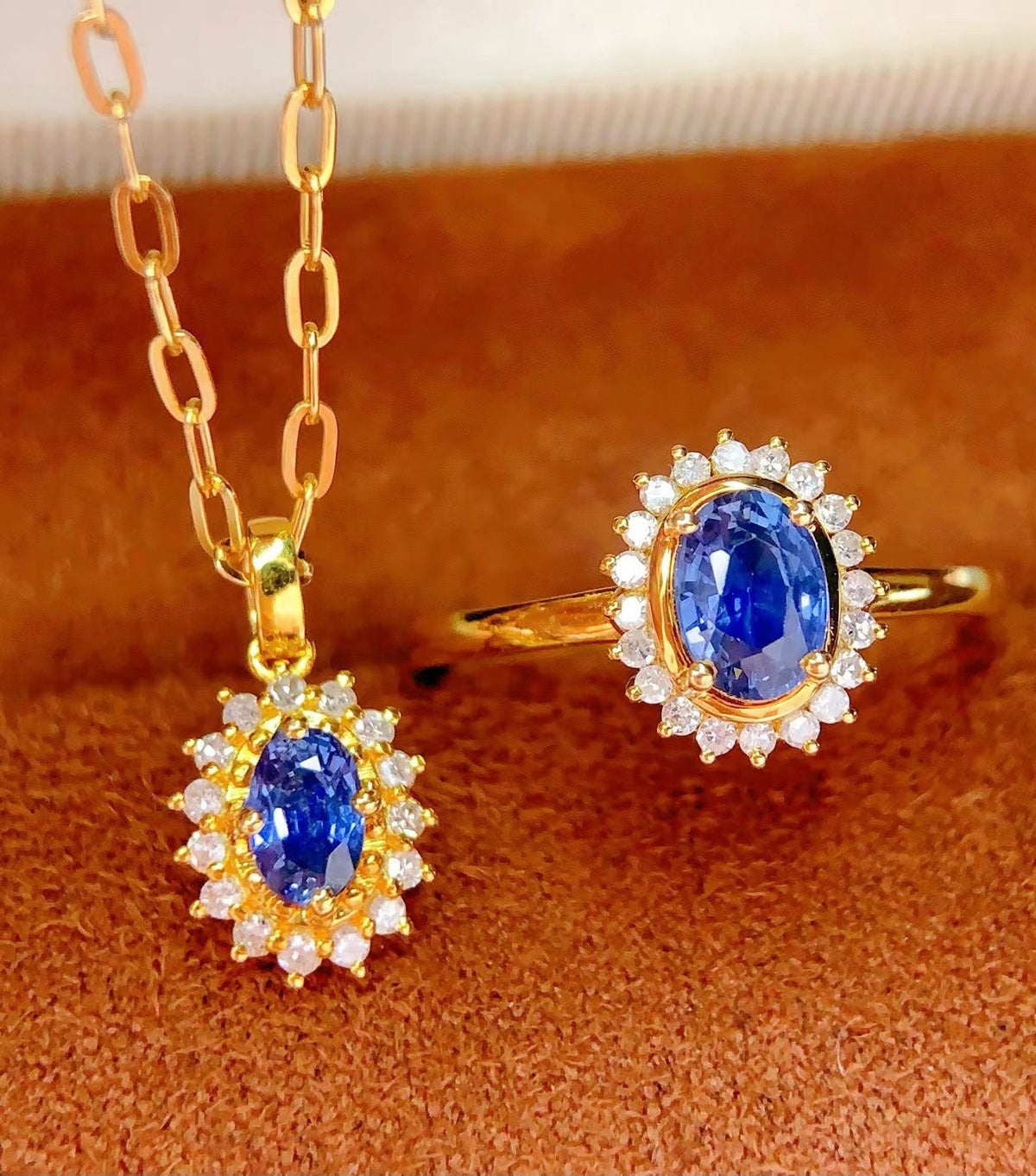 Natural Sapphire set ( necklace and Ring)