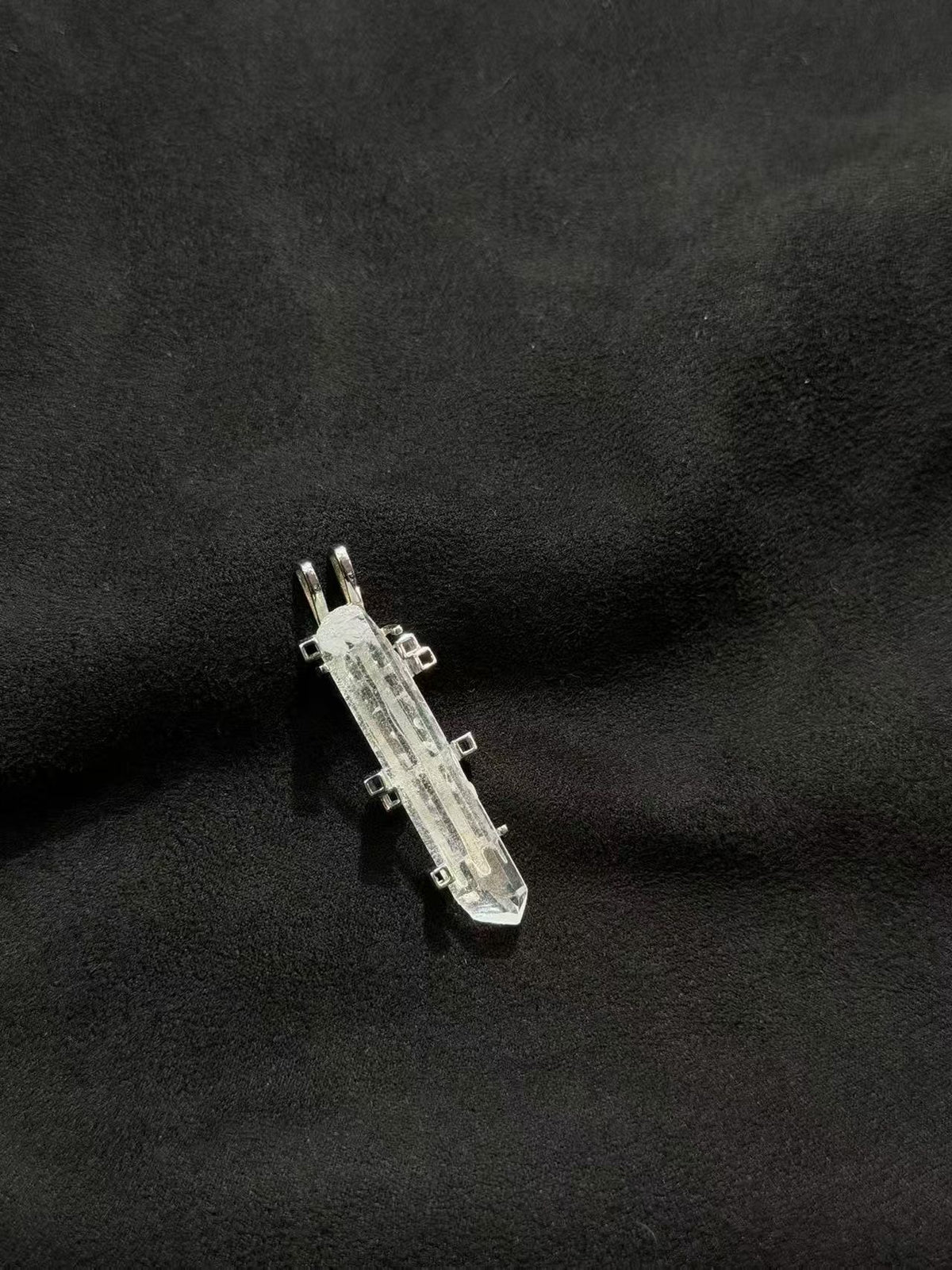 Hollow Vintage Silver Sword Crystal Pendant