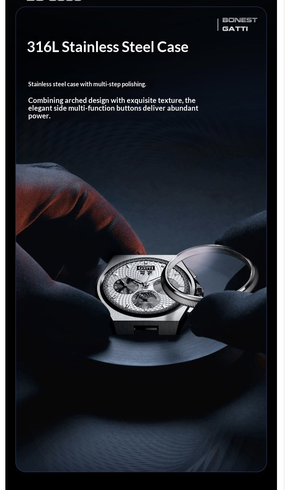BONEST GATTI Business formality fashion stylish watch for men with gift box