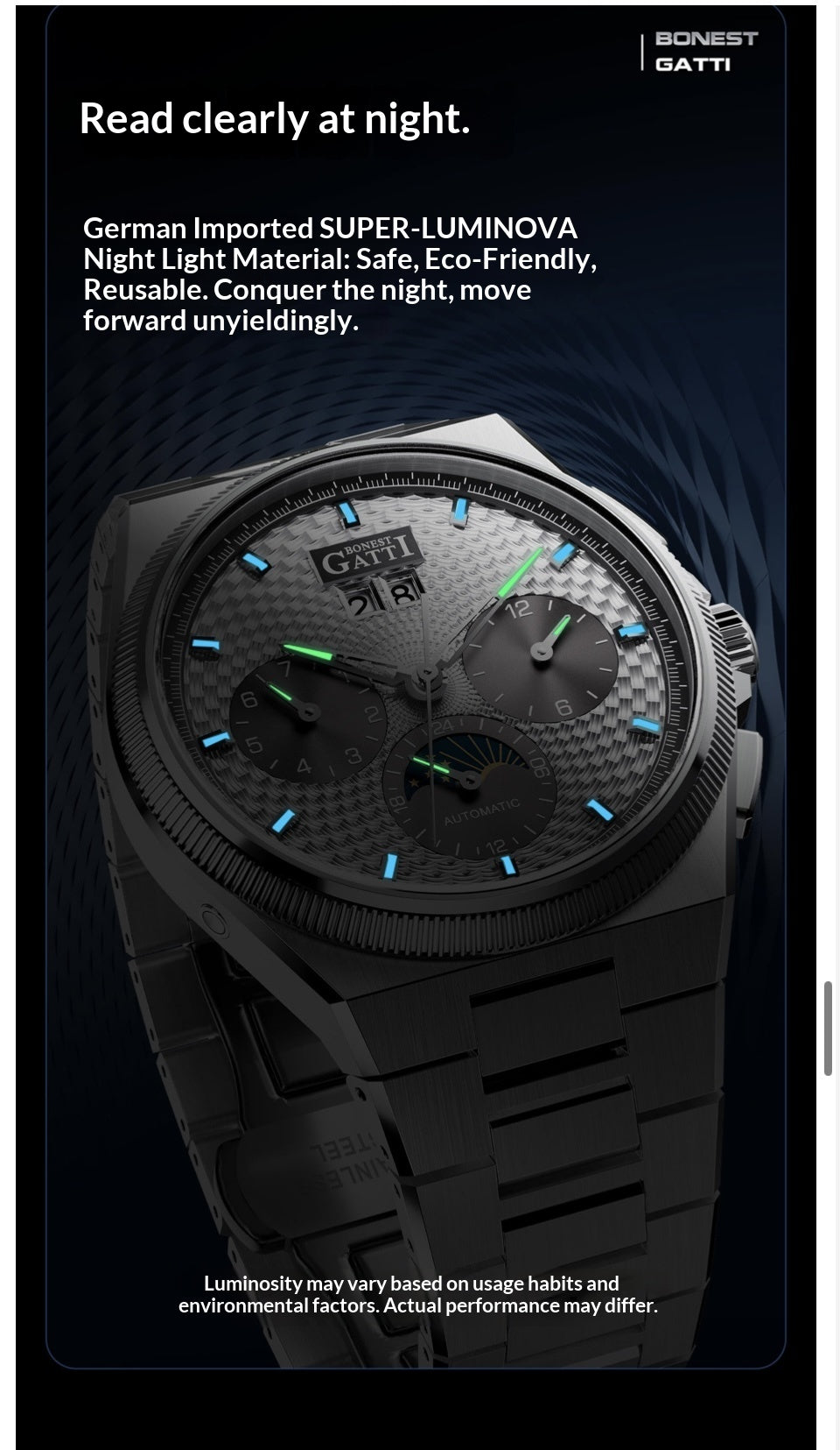 BONEST GATTI Business formality fashion stylish watch for men with gift box