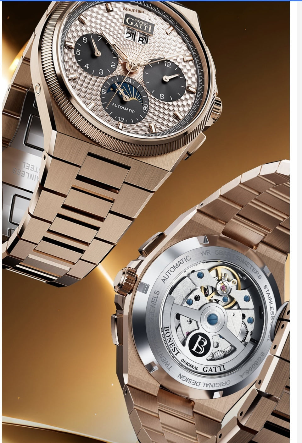 New pubilshed BONEST GATTI watch for man with Luxury gift Box