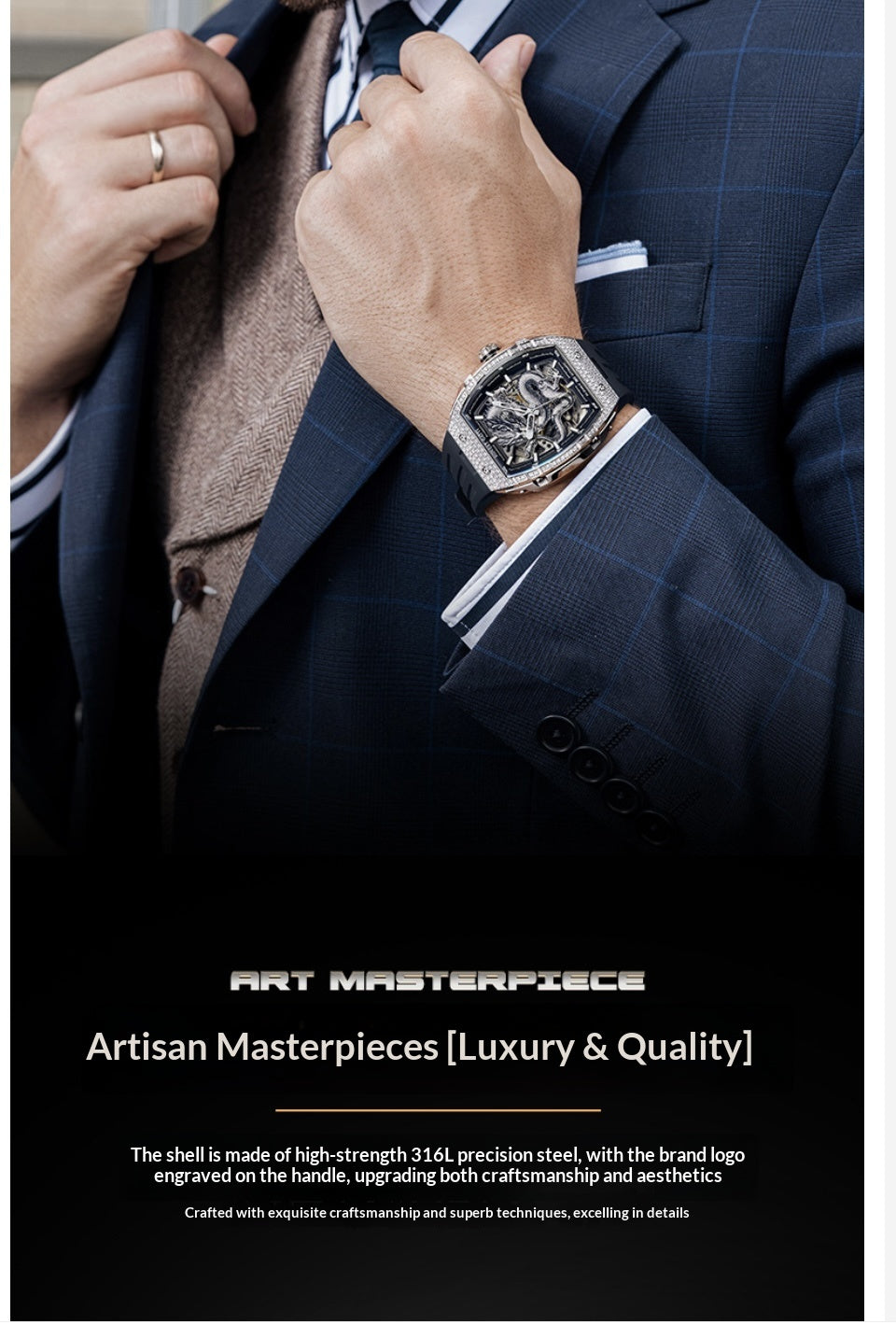 Bonest Gatti Dragon Dial Design  Mechanical engineering Fashion and Luxury watch for Man