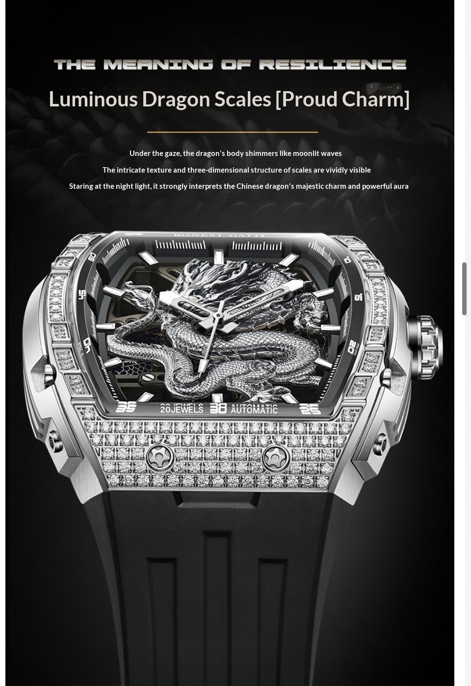 Bonest Gatti Dragon Dial Design  Mechanical engineering Fashion and Luxury watch for Man