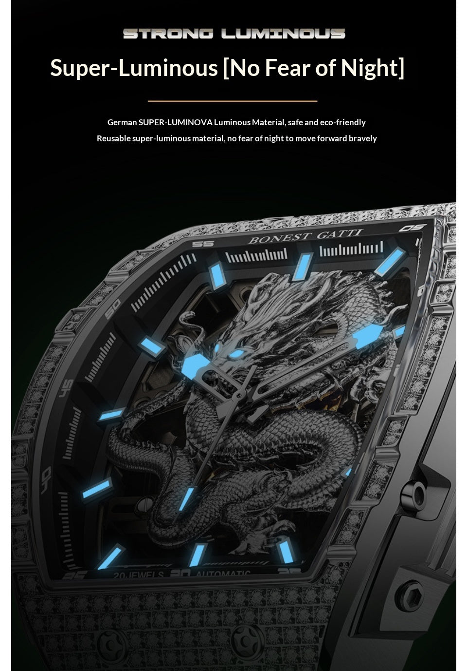 Bonest Gatti Dragon Dial Design  Mechanical engineering Fashion and Luxury watch for Man